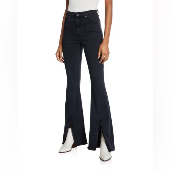 7 For All Mankind Luxe Vintage Exaggerated kick-flare jeans washed black 25 - Picture 1 of 6